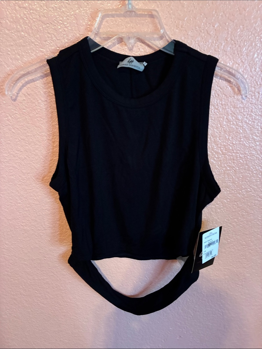 Active USA Black Cropped Open-Back Tank Top